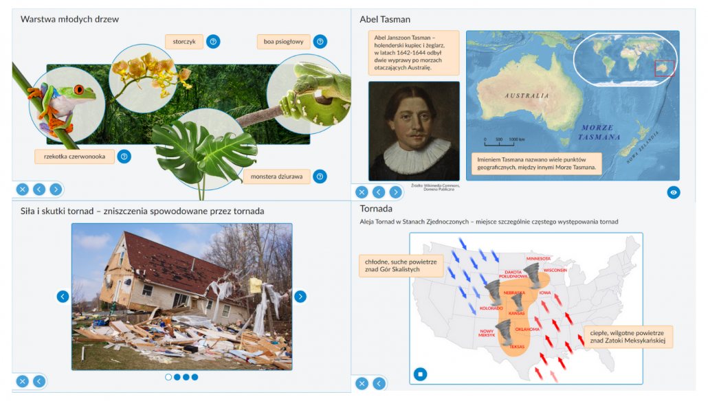 Zawartość programu Interaktywne Plansze Przyrodnicze Geografia